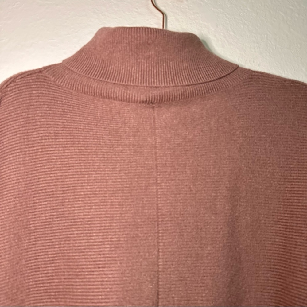 113. Mauve Color High Low Crowl Neck Poncho Sweater - Picture 5 of 7